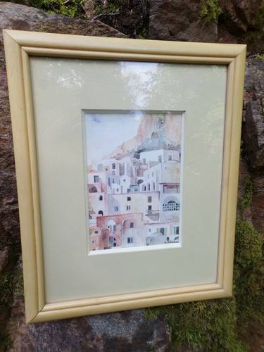 Aquarelle ville mediterranee - -,