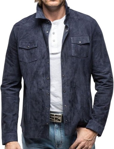 Neuf homme daim bleu - bleu, marine