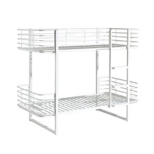 CURVE - Lits Superposés 90x200cm Métal Blanc Coins Arrondis