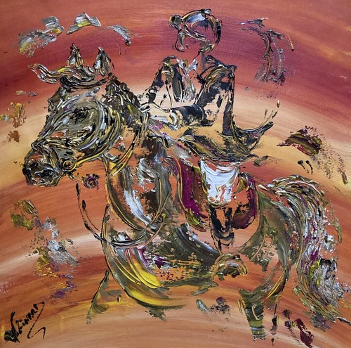 Horse riding painting painting
