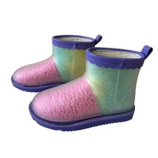 Enfants Filles Doublé Chaud Pente Pluie Bottes Imperméable PVC Wellington Hiver