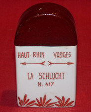 Rare pot (à épices ?) porcelaine Perlux forme borne la Schlucht Haut Rhin Vosges