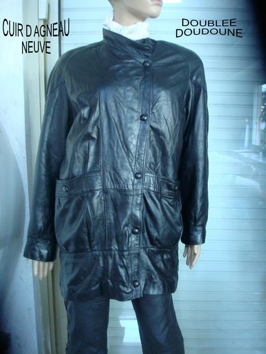 Veste manteau cuir agneau - cuir,