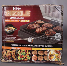 Ninja - Sizzle Countertop Indoor Grill & Griddle - Gray/Silver..