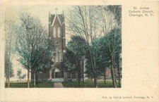 Chartage New York 1910 Postcard Catholic Church St James Hall Lobdell 22-767