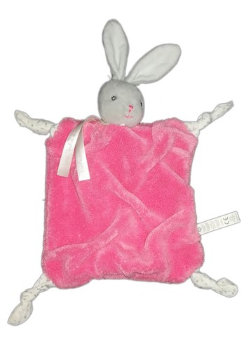 Doudou plat lapin gris - , rose