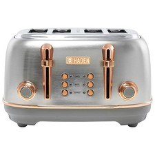 Haden Heritage 4 Slice Wide Slot Stainless Steel Toaster, Steel/Copper(Open Box)