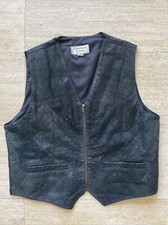 Vintage American Armor Black Leather Moto Vest Zip With Zip Pockets XXL