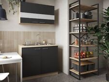 Meuble Sous Évier Meuble Haut Cuisine 100 Cm Chêne Sägerau Noir Merle Respekta