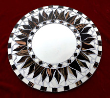 MIROIR SOLEIL en mosaïque miroir blanche et marron Ø 30 cm