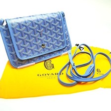 GOYARD Plumet Crossbody Wallet Bag Iris Blue Floral Purse Pochette Auth L/d New 