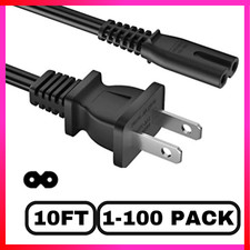 Long 10FT TV Power Cord for Samsung TCL Hisense Universal AC Cable 2 Prong LOT