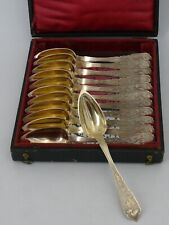 12 teaspoons/coffee, red, solid silver Minerve, Napoleon III, 19th century.