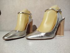 CHLOE Escarpins à Talons Tout Cuir Argenté Taille 39.5 TBE