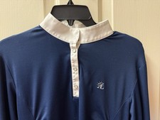 ALEXANDRA LEDERMANN GORGEOUS SHOW OR EVERYDAY SHIRT, dark NAVY, WHITE collar