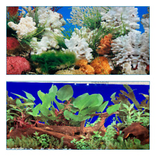 poster fond aquarium reversible eau de mer /douce/plantes 150 x 50 cm