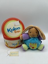 Kaloo Brown & Pastel Bunny Rabbit 123 Lovey Toy  Plush Velour NOS w/ Tags & BOX