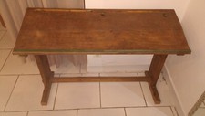 Ancien Pupitre d'écolier double place en bois massif vintage 1950
