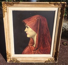 Signed painting.  Sainte Fabiola. Oil painting on panel D'isorel. 