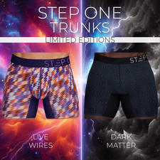 STEP ONE New Mens Trunks (Shorter) Bamboo Underwear- Limited Editions