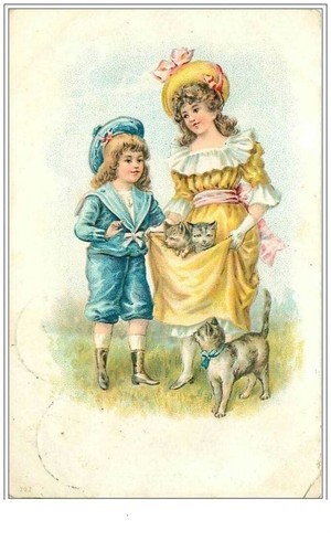 Chats 2095 jeune fille et - chats.n°2095.jeune,