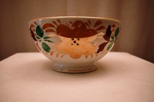 Ancien Hollandais Poterie Bol Petrus & Regout Maastricht Doré Floral " 21