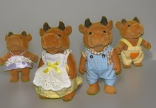 Famille Vache Taureau Sylvanian / Forest Families Vintage 4 Figurines
