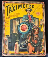 RARE LE TAXIMETRE advertising card, horse-drawn car no enamel plate