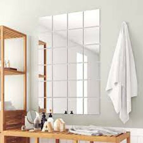Miroir argent carreaux - argent,