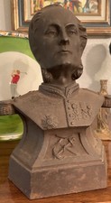 Rare bust of Admiral Courbet 19th century foundry Jules Manil in Vivier au Court