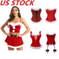 Women's Christmas Corset Santa Lingerie Santa Costume Sexy Bustier Bodysuit