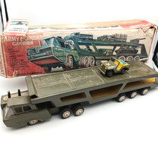 Antique 1960's Japan Tin Friction Army Combat Carrier in Original Box by Nomura