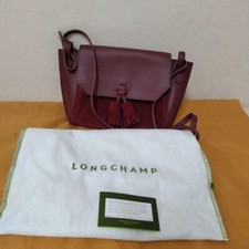 Longchamp Penelope Shoulder Bag Purse Suede Leather in Red w/Dust Bag USED Mint