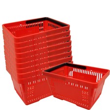 10 corbeille de vente en plastique avec anse 20 litres 40cm gerbable rouge