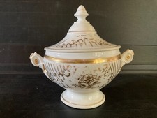 Old Paris Porcelain Confectionery Drageoir Gold Flower Decor XIX