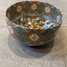 Bol à thé Jean Gerbino Matcha bleu géométrique et orange inutilisé