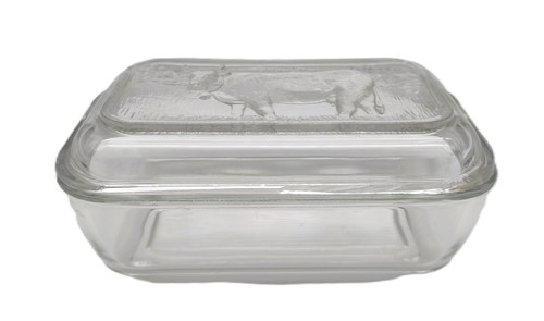 Beurrier ancien en - 🐄, verre