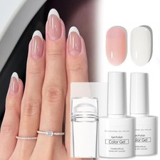 Kit de manucure française – Tampon à ongles avec 2 grattoirs à ongles en gel ...