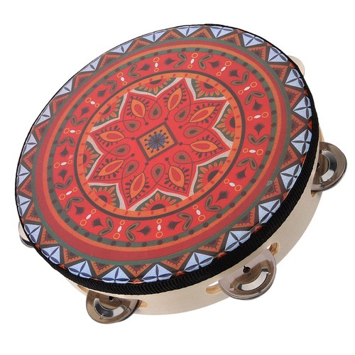 Handheld red tambourine drum - handheld,