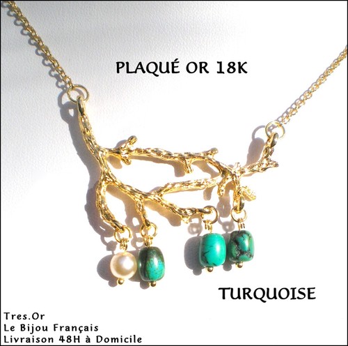 Plaqué 18k turquoises - or,