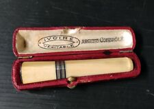 FUME CIGARES BAGUE ET EMBOUT ARGENT CONTROLE DANS SON ETUI CUIR ART DECO