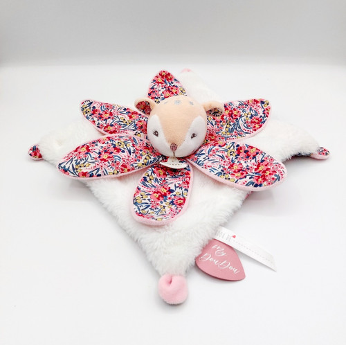 Doudou faon blanc rose