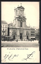 Old postcard Brussels, Eglise St-Josse 