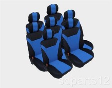 7 x HOUSSES BLEU-NOIR COUVRE SIEGES POUR FIAT ULYSSE FORD GALAXY (7 PLACES) 