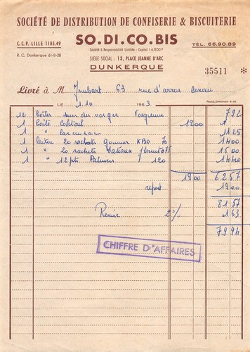 1963 facture - ,