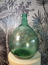 ANCIEN DAME JEANNE VIRESA VERRE-soufflé moulé vert 15 LITRE BONBONNE