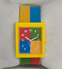 Women's Tatiri Striped Four Quadrants Dial Yellow Green Red Blue Band Watch 05