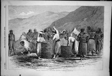 Original Old Antique Print Before Sebastopol Zouaves Making Gabions 1855 Ref.2