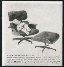 1957 Charles Eames lounge chair photo Herman Miller vintage print ad