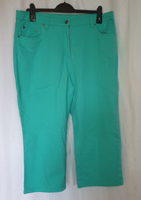Damart UK18 Turquoise Straight Leg Cotton Stretch Cropped Trousers NEW W36 L20